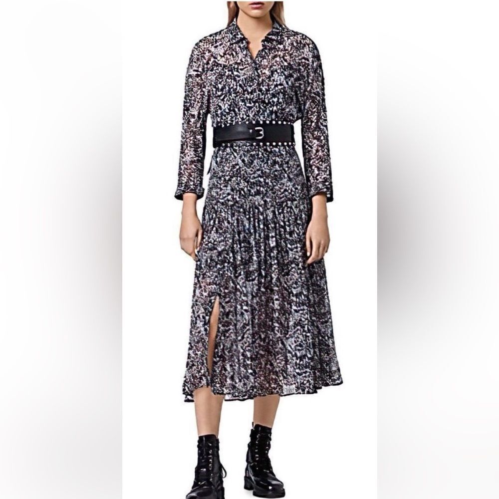 NWT All Saints ELEY MARA DRESS Size 2 Blue Multi